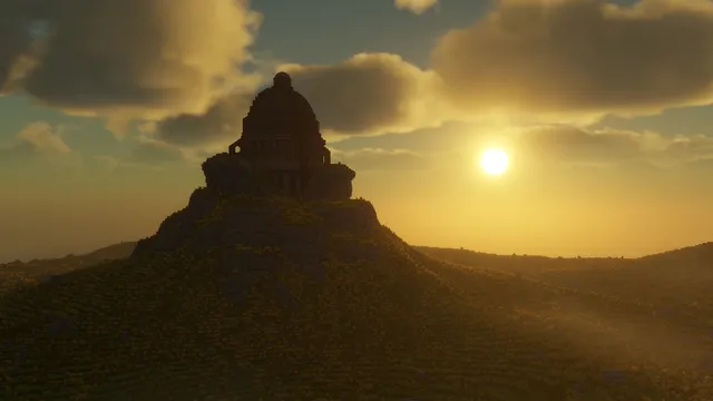Weathertop — Sunset behind the watchtower hill