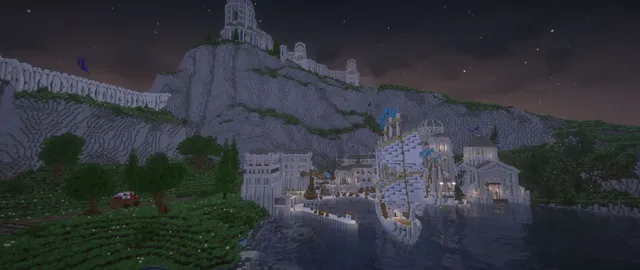 White terraces under starlight