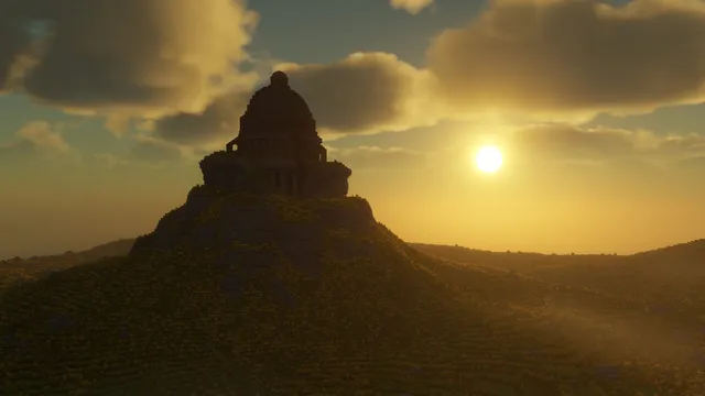 Sunset behind Weathertop. The watch-tower of Amon Sûl once held the chief palantír of the North — Angmar burned it eight centuries before Frodo camped in its ruin.